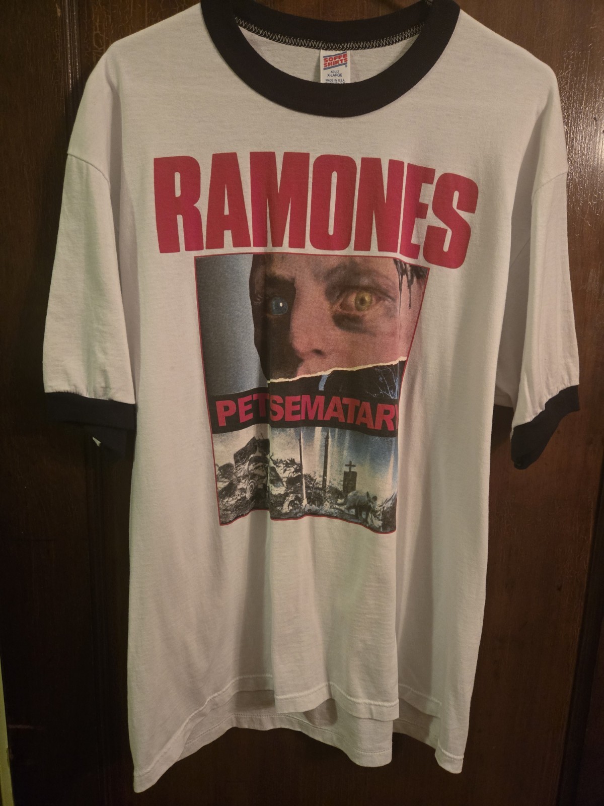 Vintage The Ramones Pet Sematary Promo Movie Ringer Shirt XL 🚛 RARE 🐈‍⬛️