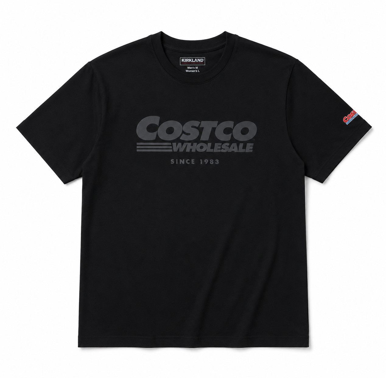 Costco Wholesale Unisex Logo Tee Black Withe Kirkland