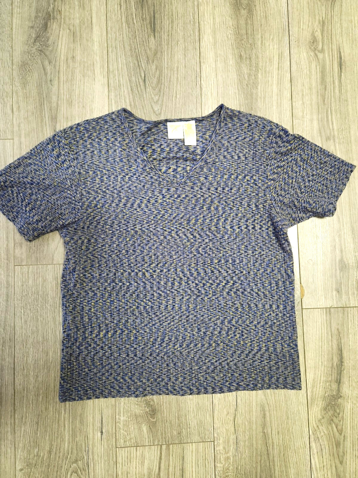 Emma James Men&rsquo;s V-Neck Short Sleeve Knit Heathered T-Shirt Blue/Yellow M