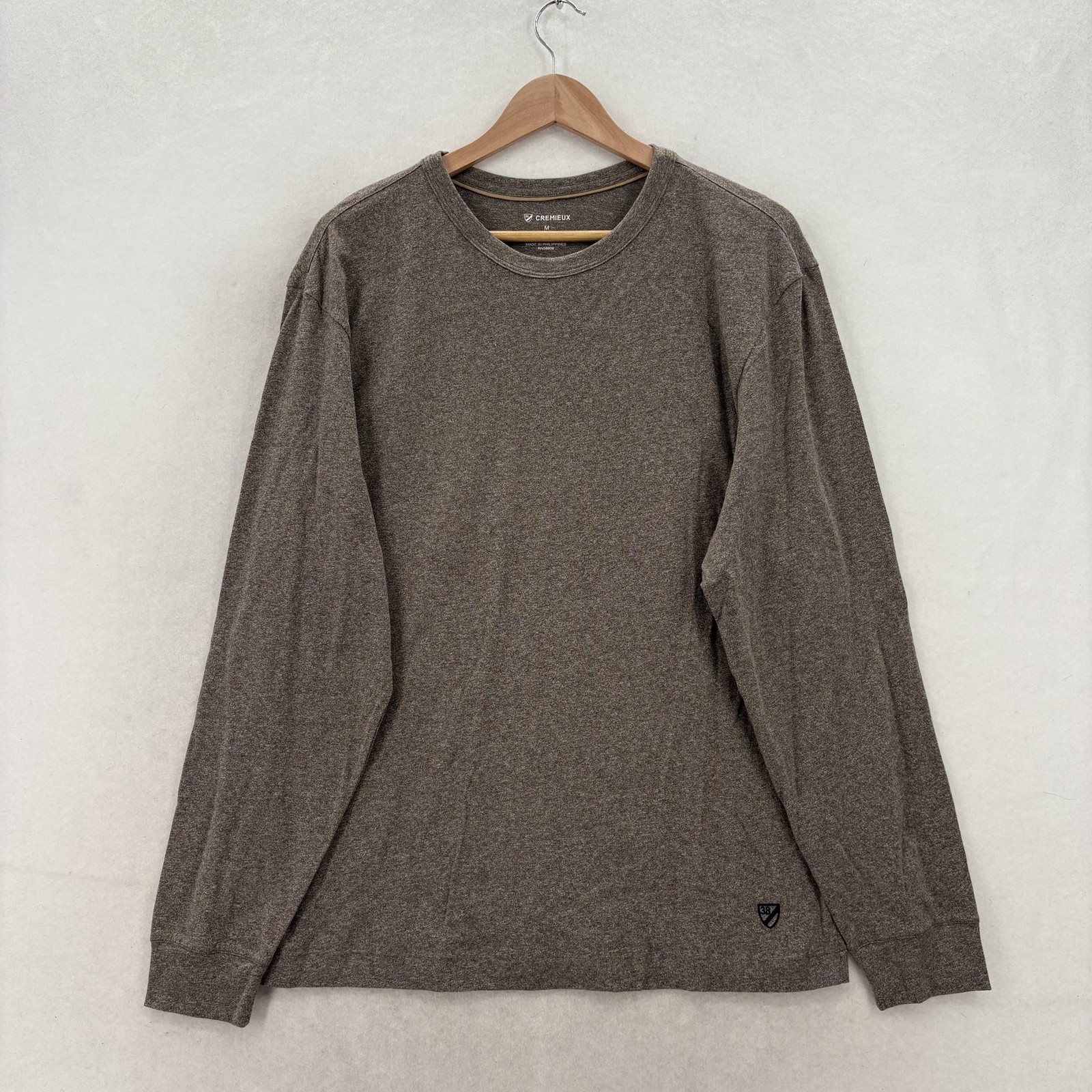 Cremieux Long Sleeve Crewneck Tee Mens Medium Brown Cotton Logo Casual Shirt NWT