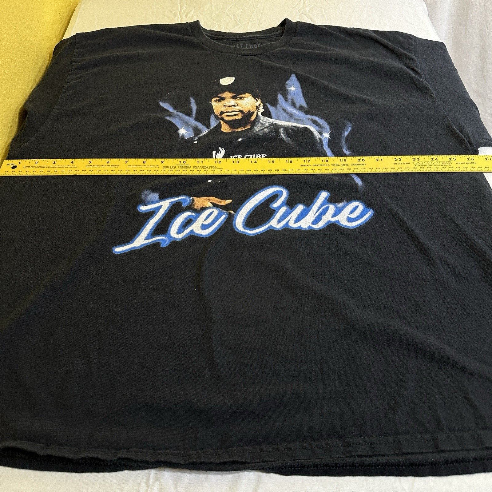 Retro Ice Cube Blue Flame 3XL Rap Tee Old School Hip Hop T-Shirt XXXL NWA Rapper