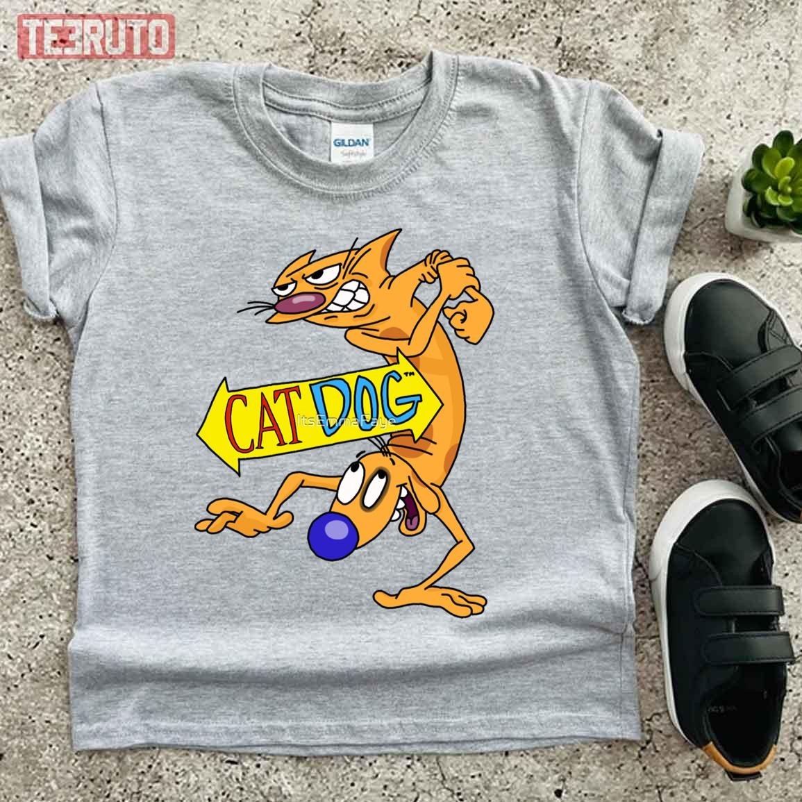 Cat Daawwwgg Catdog Funny Cartoon Unisex T-Shirt – S-5XL