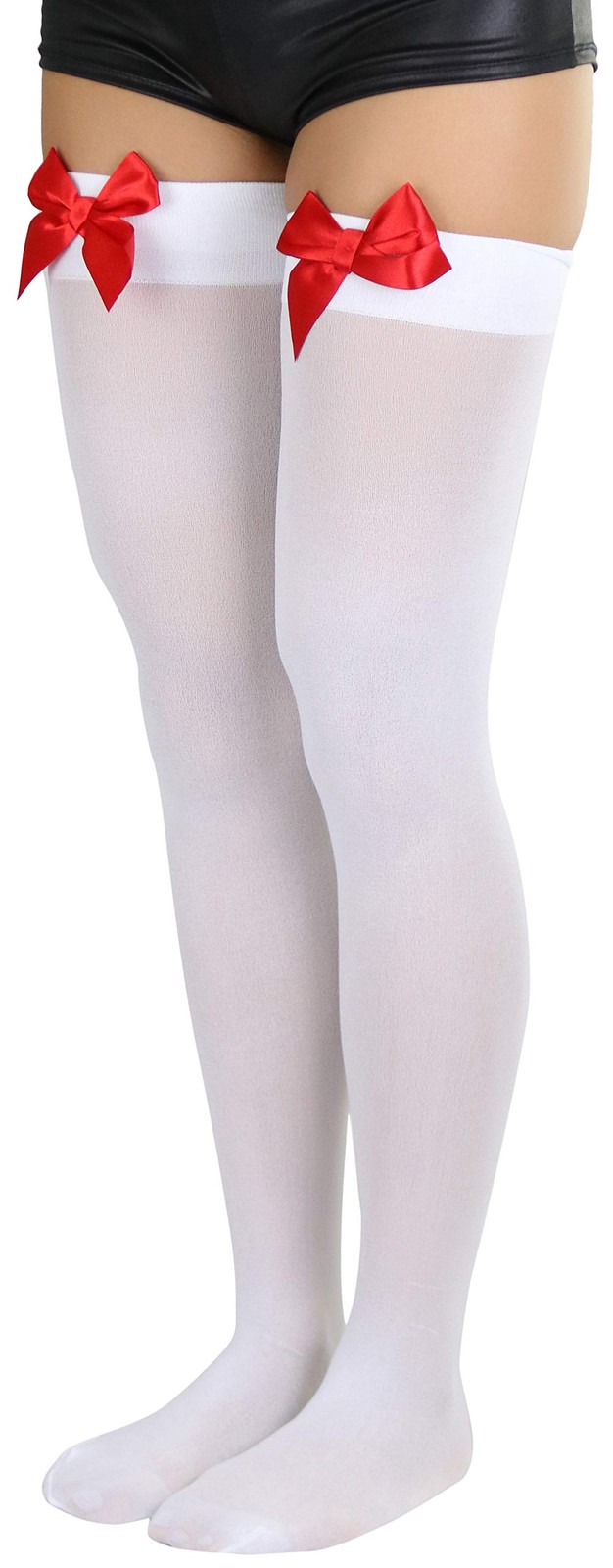 Women&rsquo;s Opaque Thigh Highs with Satin Bow Accent Stockings for Costume