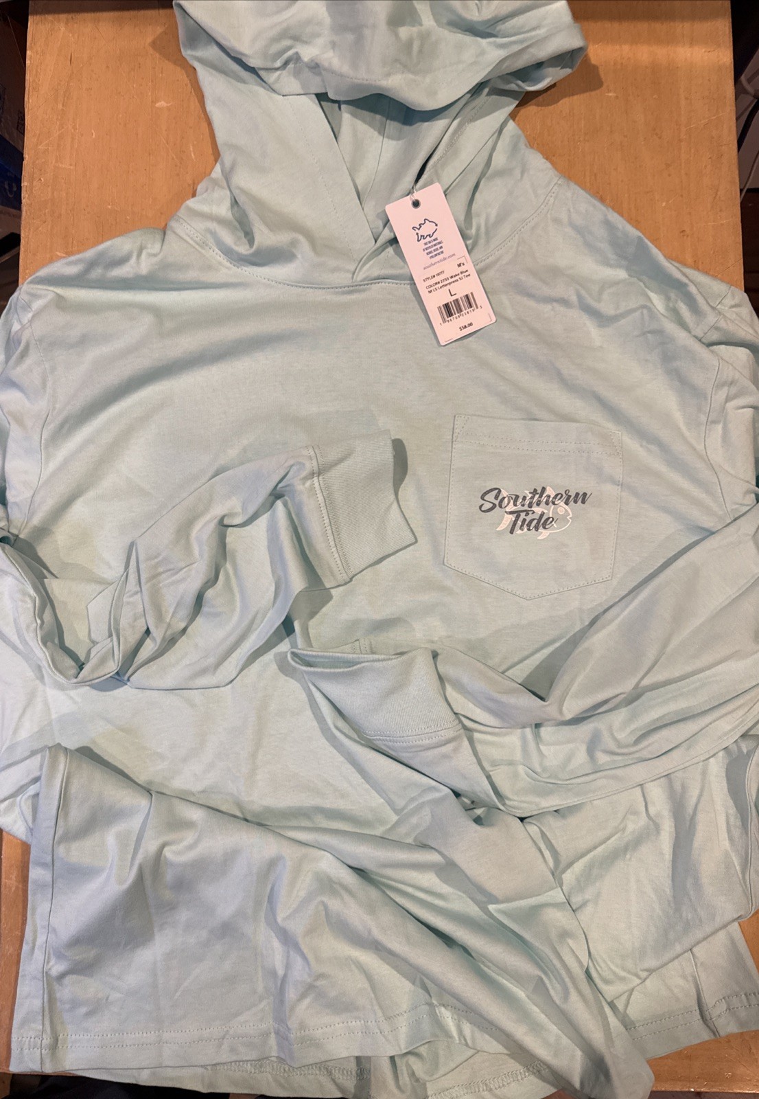 NWT Southern Tide Hoodie Pocket Wake Blue T-shirt Men’s Large