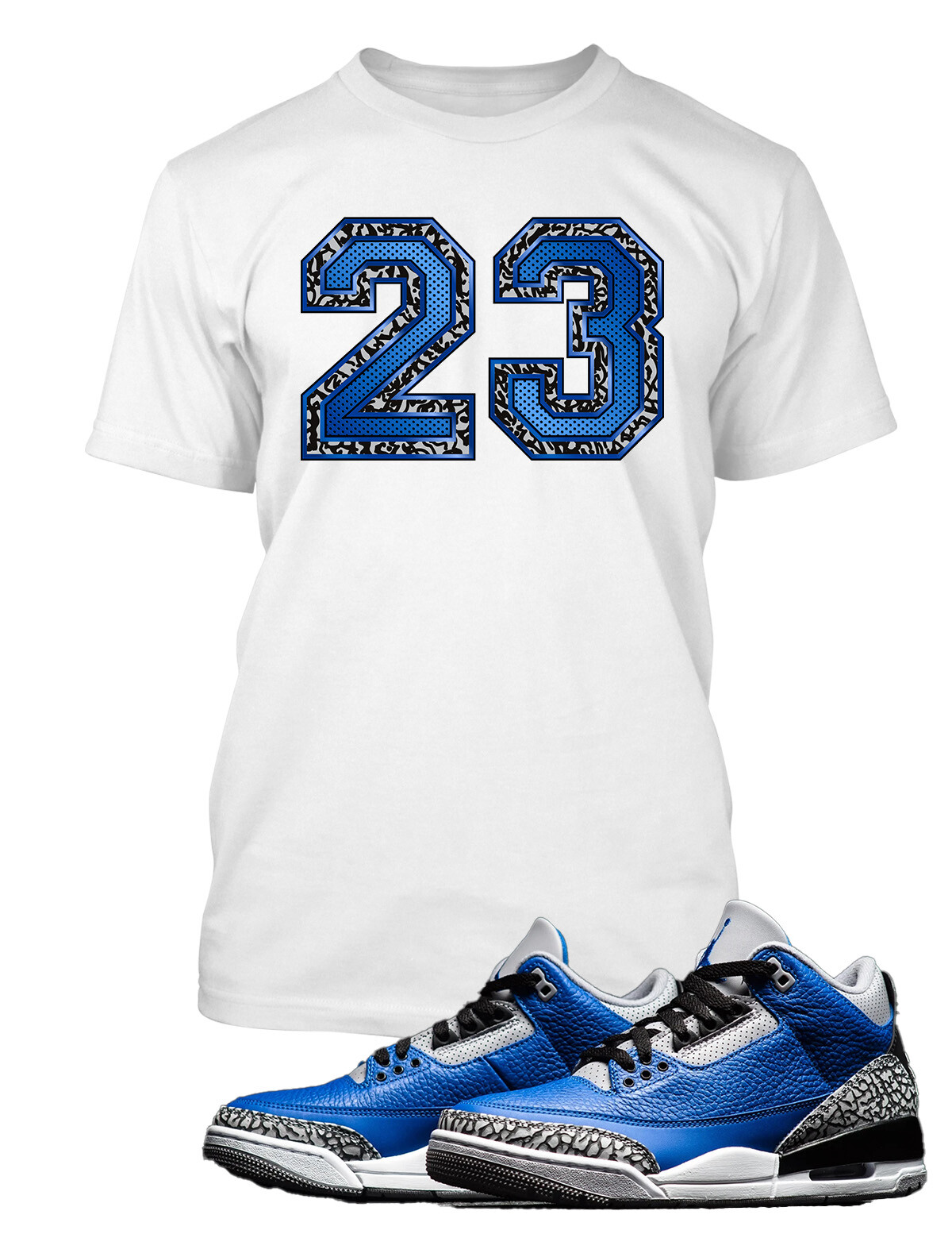 Streetwear 23 Compatible with J&rsquo;s 3 Royal Sneaker Tee to Match with Big Tall Sm