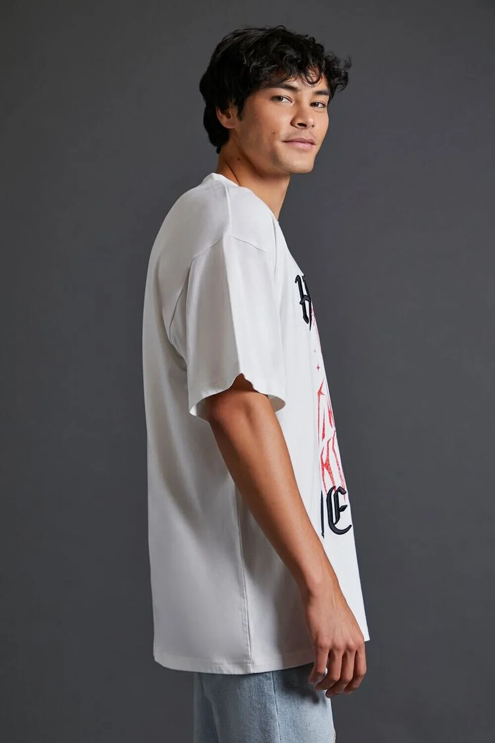 Forever 21 2XL Men&rsquo;s T Shirt White Red Black Reaper Graphic Embroidered NWT