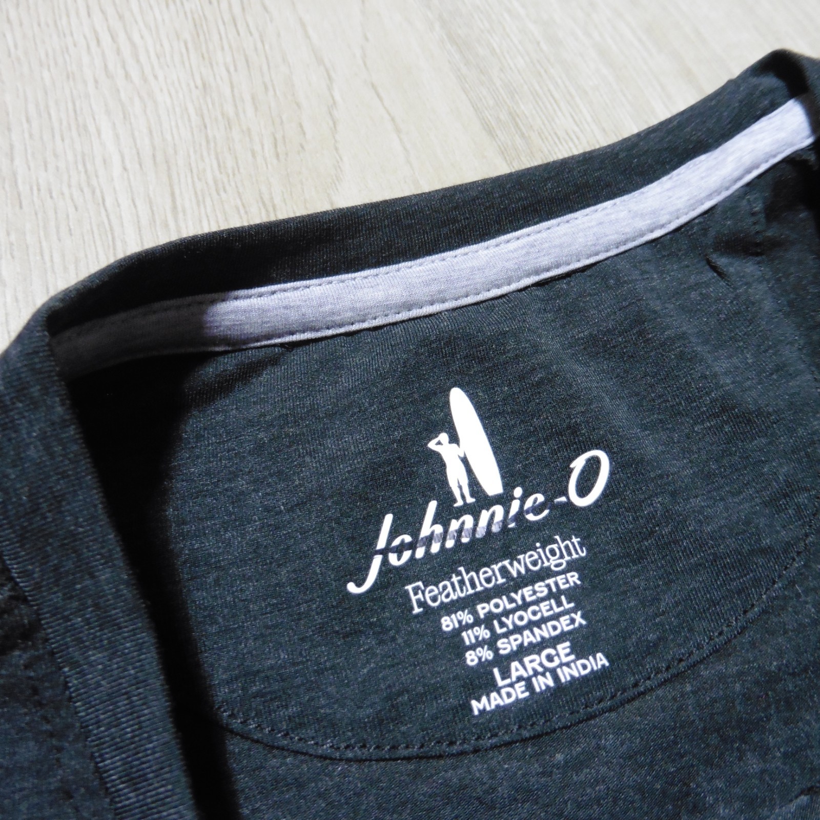JOHNNIE O Mens L LARGE COURSE T SHIRT PERFORMANCE SHORT SLEEVE HEATHER BLACK
