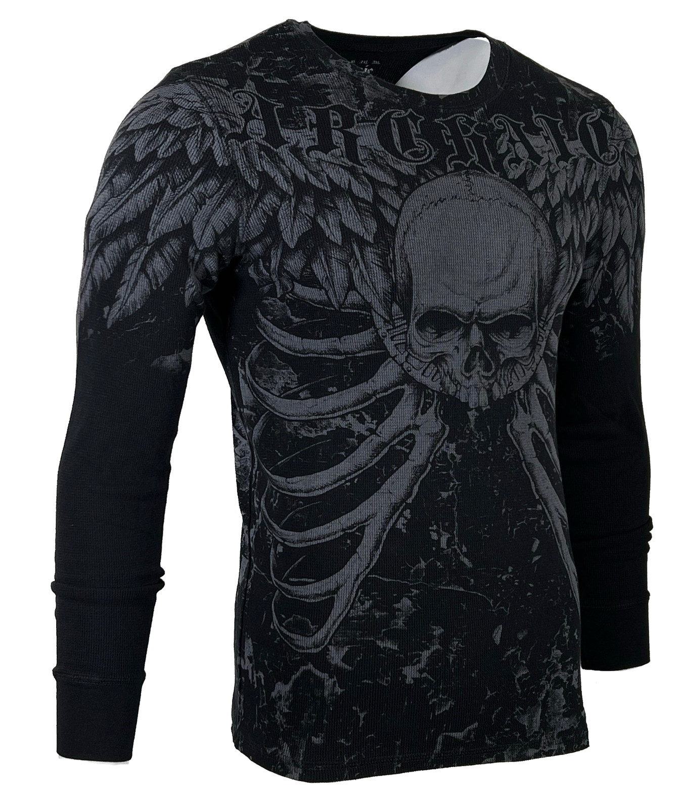 Xtreme Couture by Affliction Men&rsquo;s Thermal Shirt COLLISON Skull Biker Black