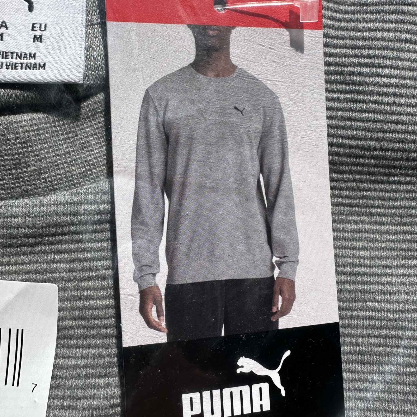 PUMA Men&rsquo;s Waffle Knit Thermal Shirt Gray Long Sleeve Crew Neck Size M NEW