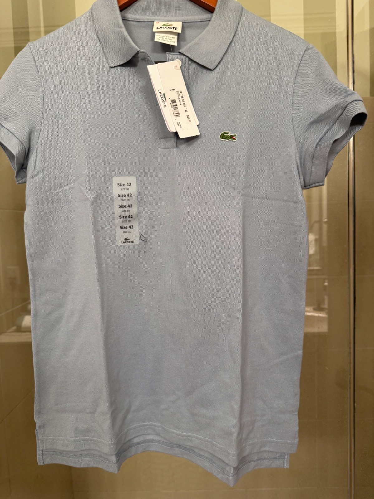 Lacoste Women Short Sleeve Cotton Polo Shirt -Size 10