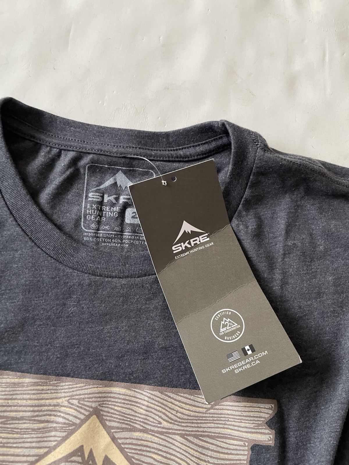 NEW Skre Gear Barnwood Logo Tee Men’s T-shirt 2XL Gray Extreme Hunting Gear