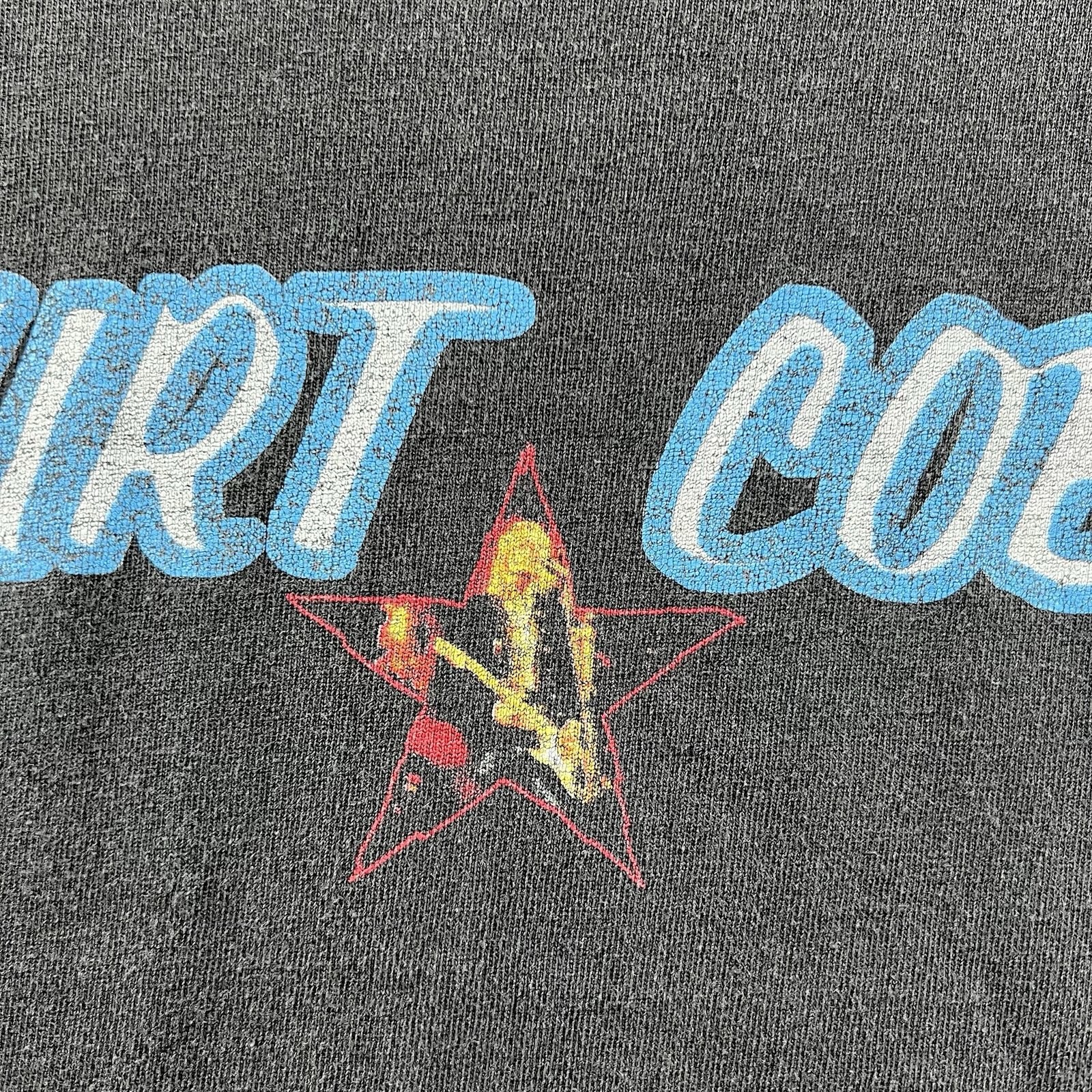 Vintage Kurt Cobain Shirt Mens XL Black Faded 90s Grunge GIANT Tag End Of Music