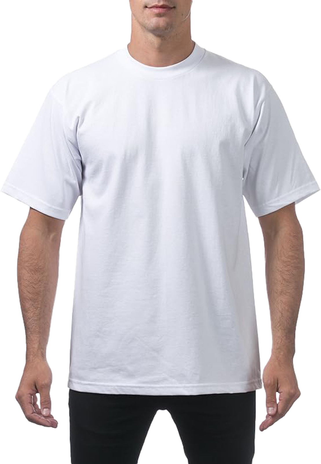 1x Pro Club Men&rsquo;s Heavyweight T-Shirt Crew Neck Plain Blank Short Sleeve Tee F S