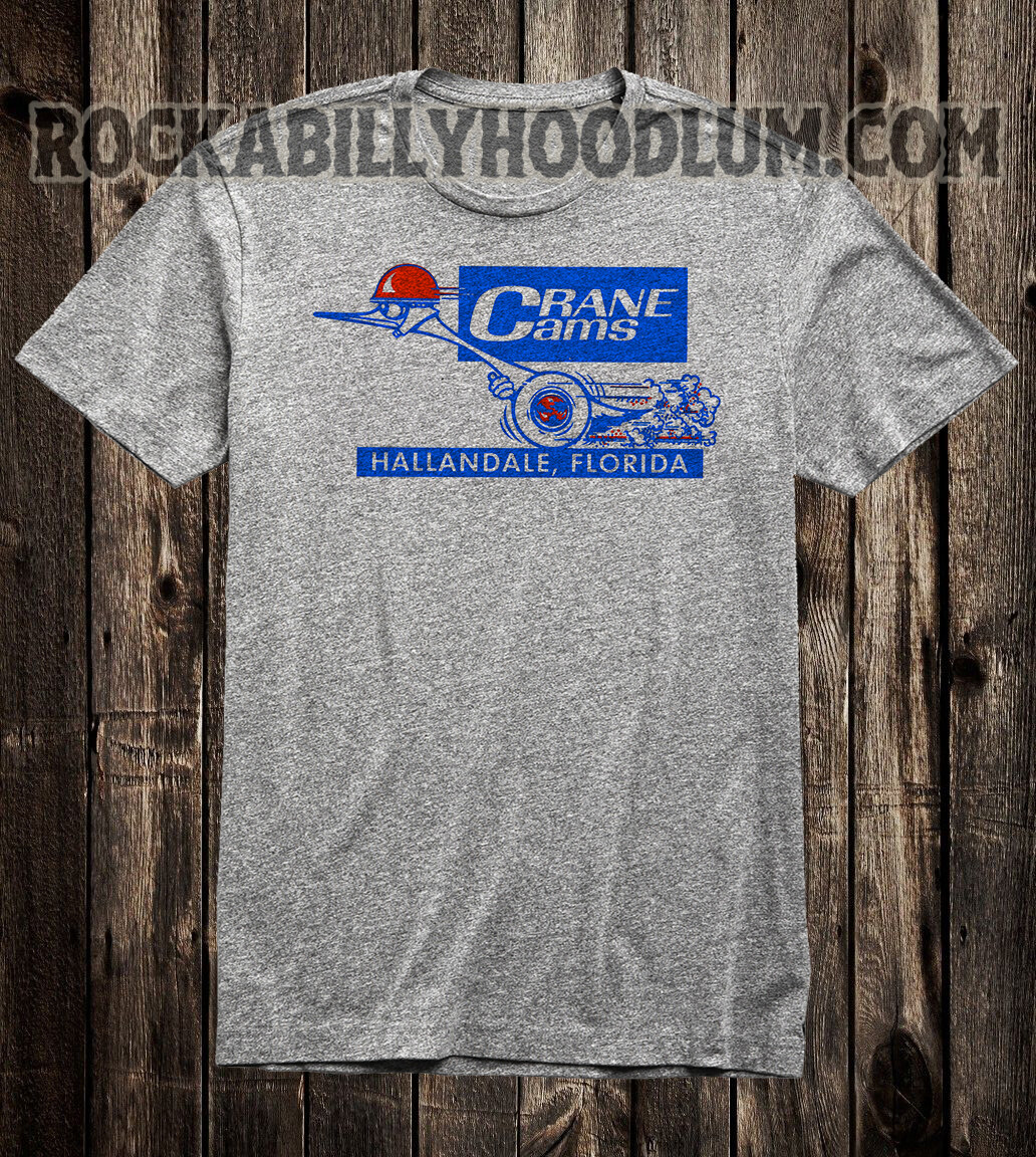 Retro Hot Rod Tee T Shirt Drag Race Crane Cams Hallandale FL Speed Shop