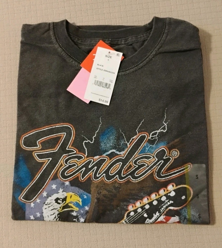 Fender Guitar Eagle Black T-shirt Small S