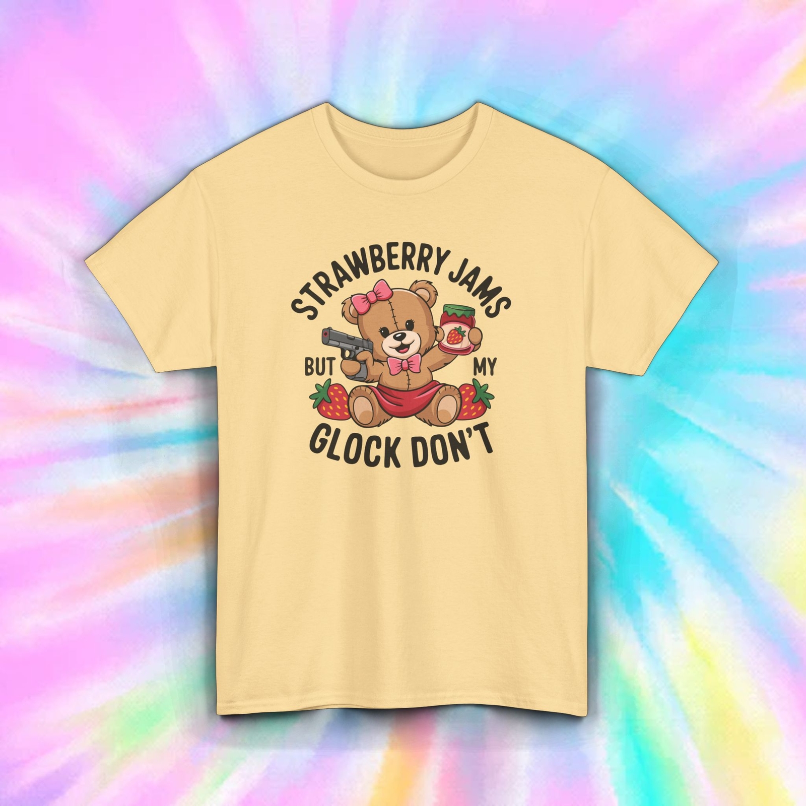 Funny Bear Glock Shirt Strawberry Jams Humor Graphic Gift Tee S-5XL
