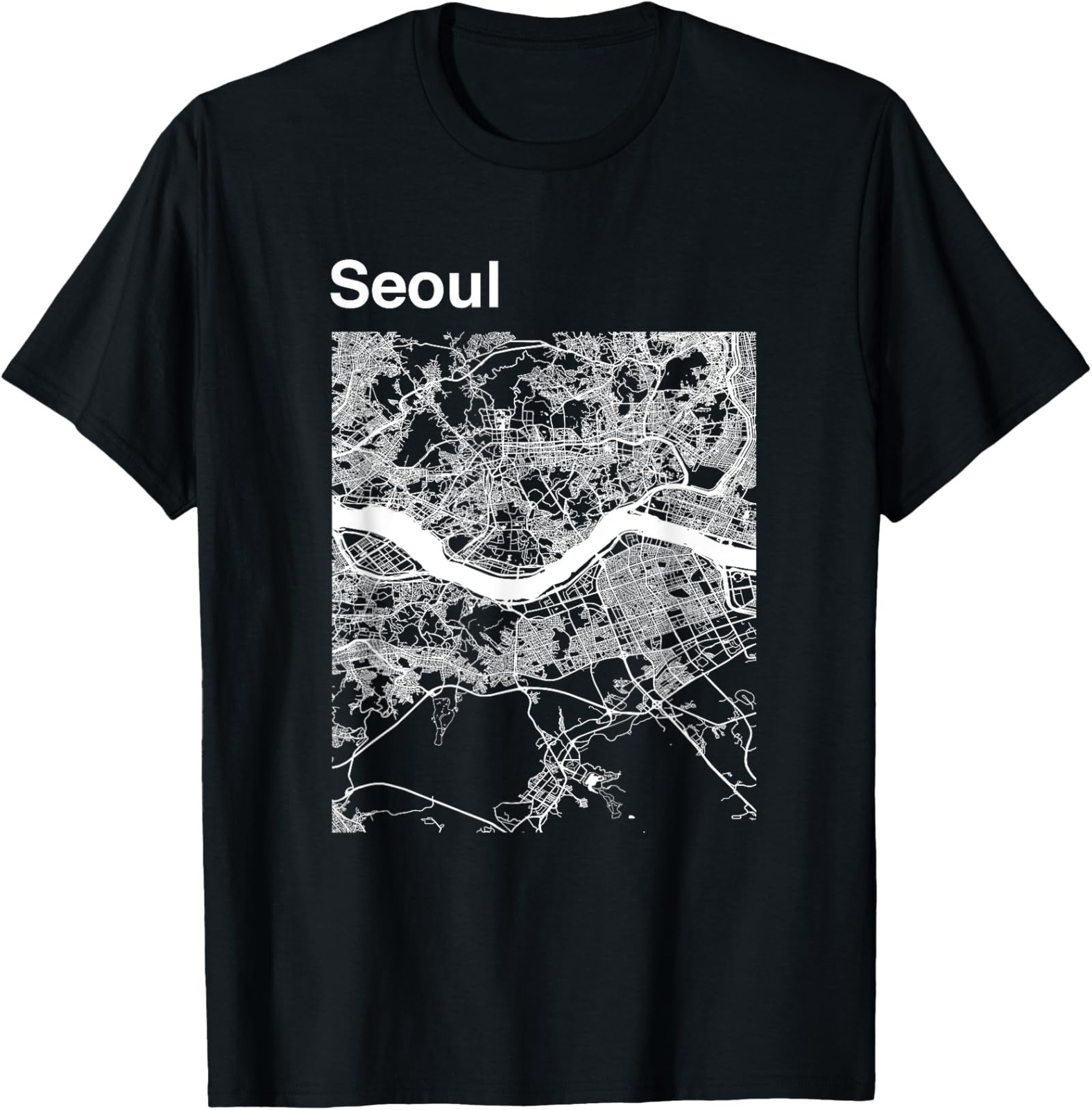 NEW LIMITED Funny Map Seoul South Korea Classic City Map Graphic T-Shirt
