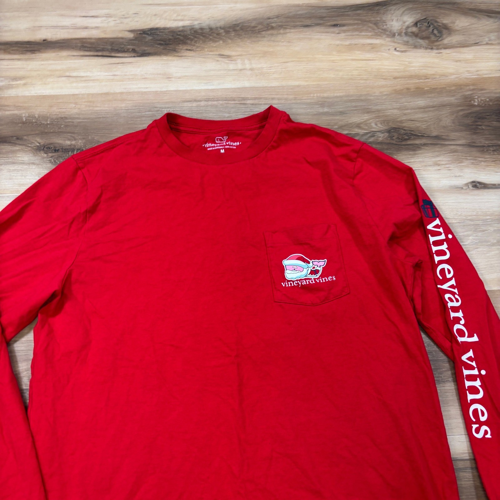 Vineyard Vines Long Sleeve Shirt Mens M Santa Christmas Cotton Classic Holiday