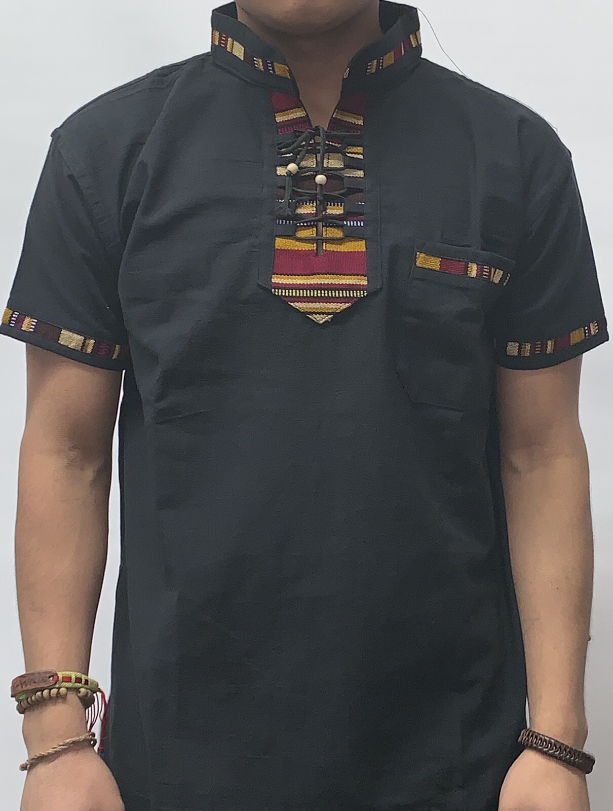 CAMISA TIPICA GUATEMALTECA COLOR NEGRO
