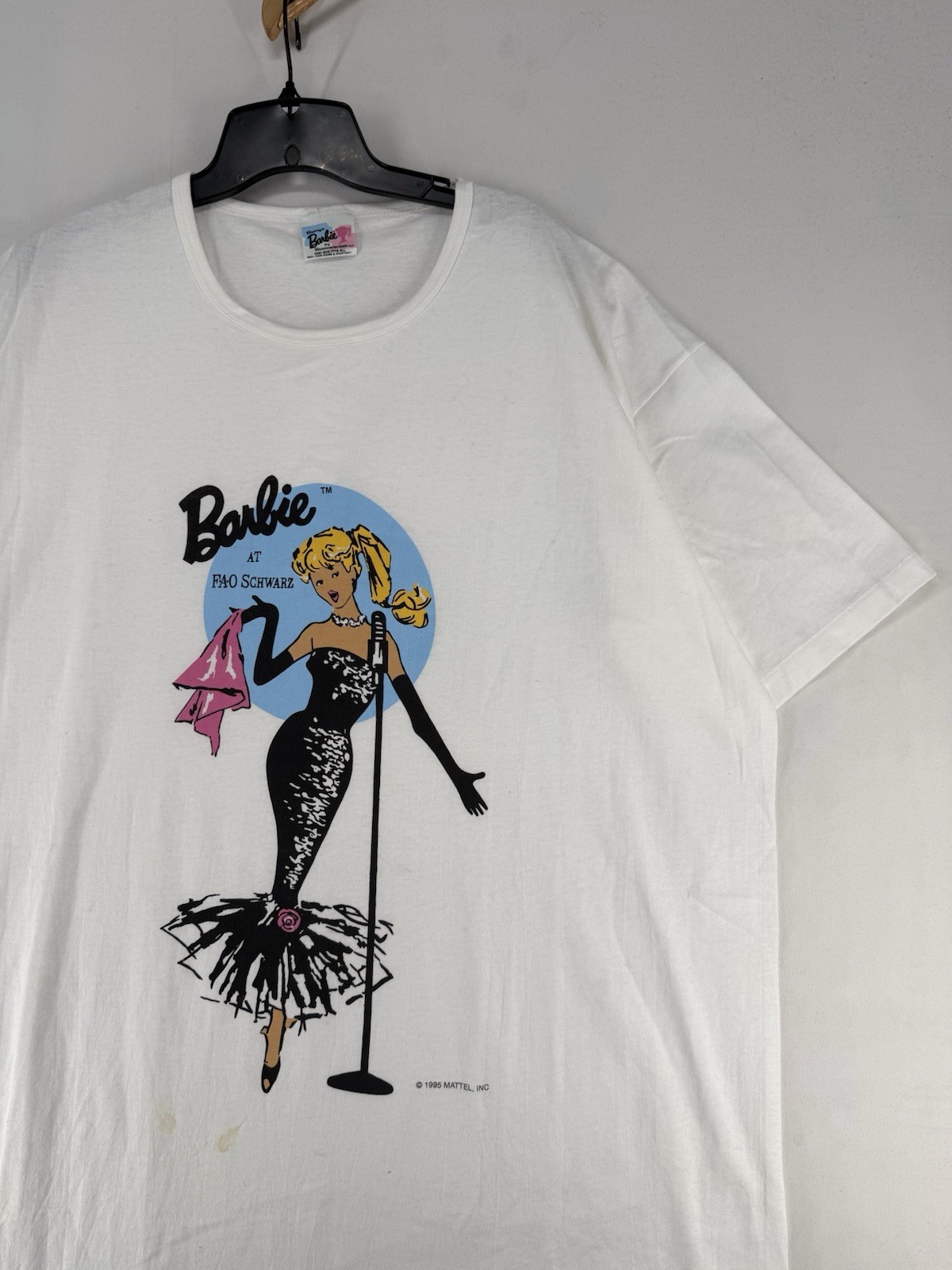 Vintage 1995 Barbie T-Shirt One Size Fits All Mattel Single Stitch White (read)