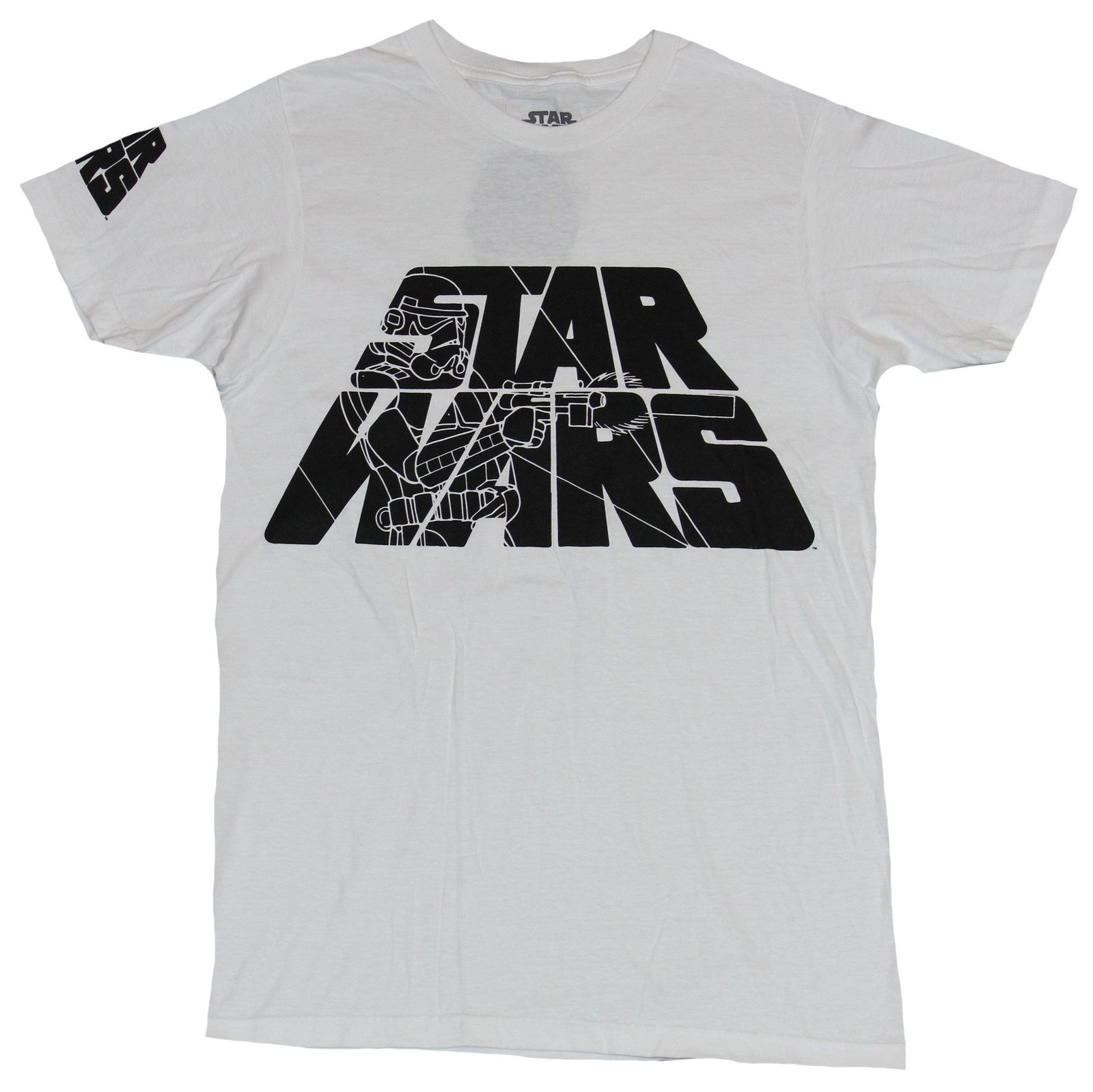Star Wars Adult New T-Shirt – Stormtrooper Line drawing Inside of Black Letter