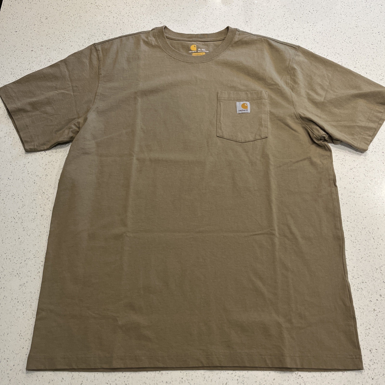 Y2K Carhartt T Shirt XLT TALL Desert Sand Beige Crew Neck Heavy Cotton