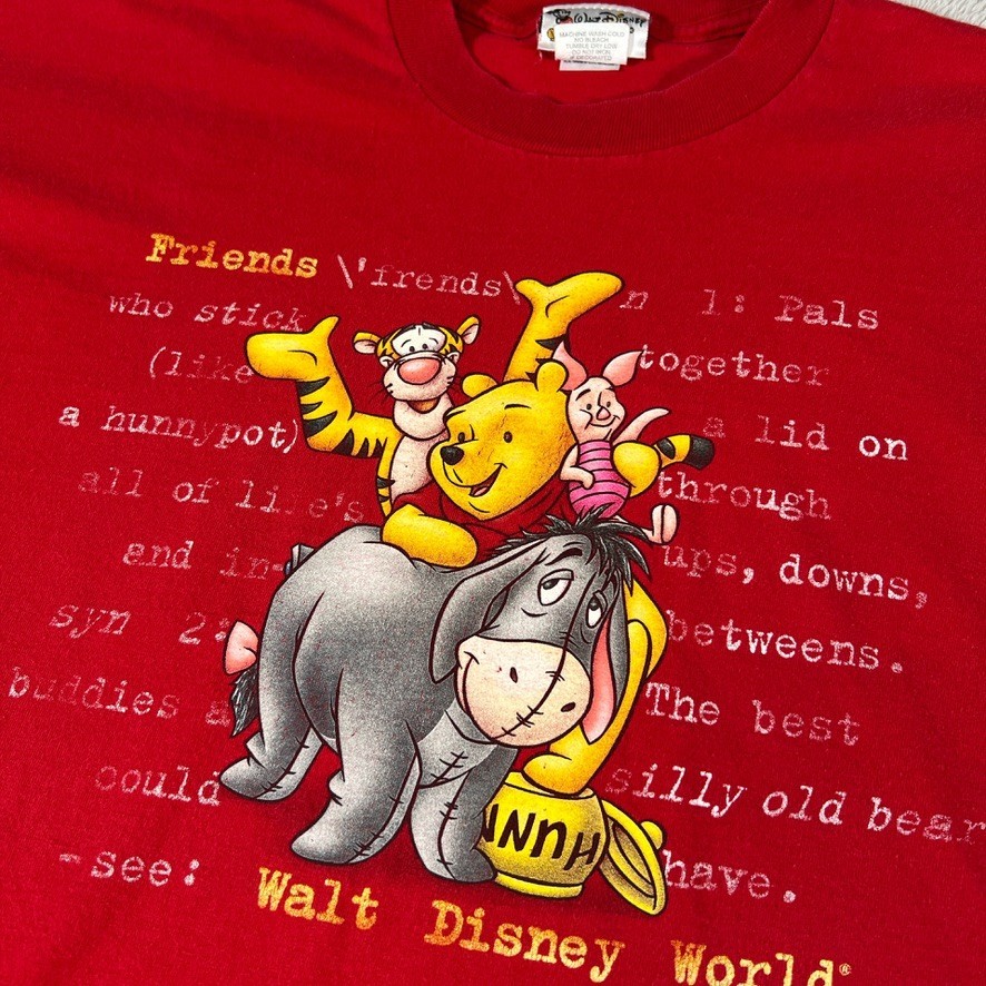Vintage Disney Winnie The Pooh Friends T-Shirt Men&rsquo;s Size XL Red Made In USA 90s
