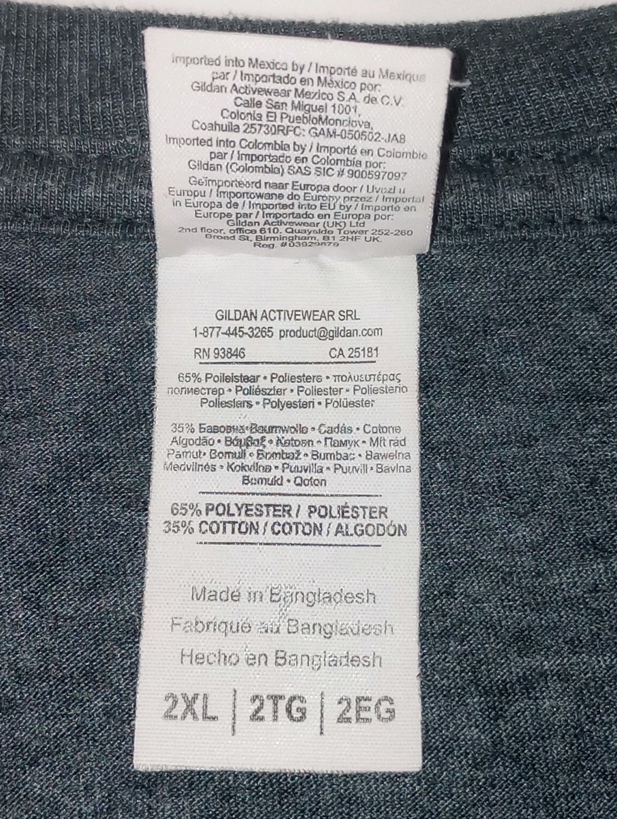 Gildan Mens 2XL 65% Polyester 35% Cotton Crew Neck SS Paris France Gray Graphic