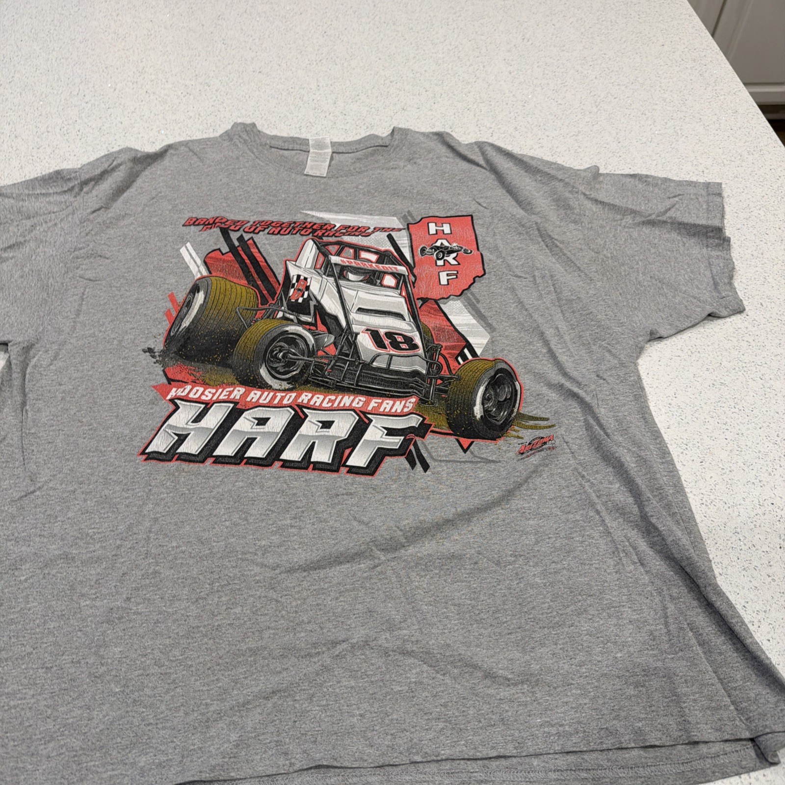 2018 Vintage Harf Racing Tee Single Stitch, Gray w/ graphics racing tee 2xl