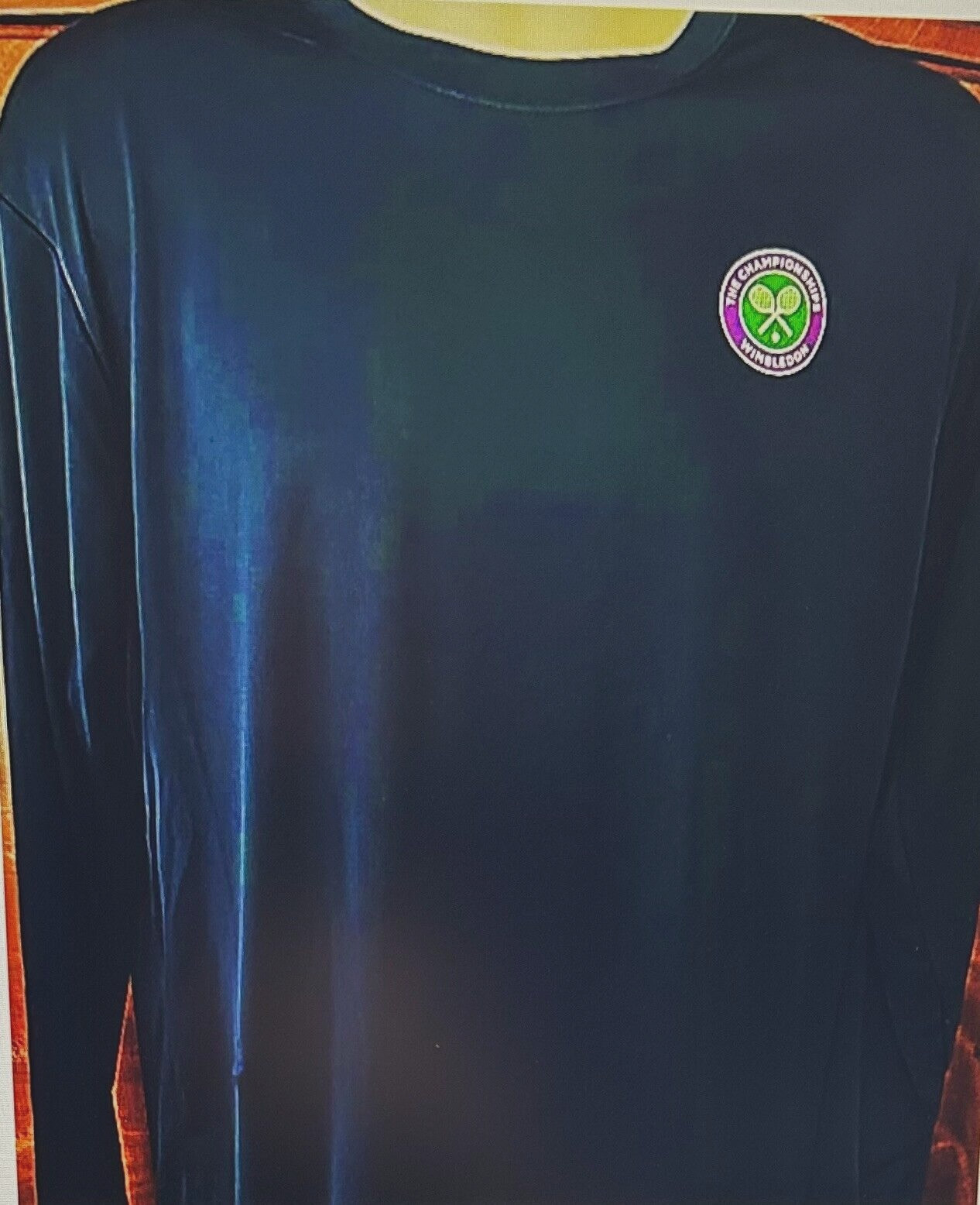 Wimbledon Logo on Deep Navy LS T&rsquo;s 3.8-OZ, 100% Poly Dry-Fit New / Limited Run