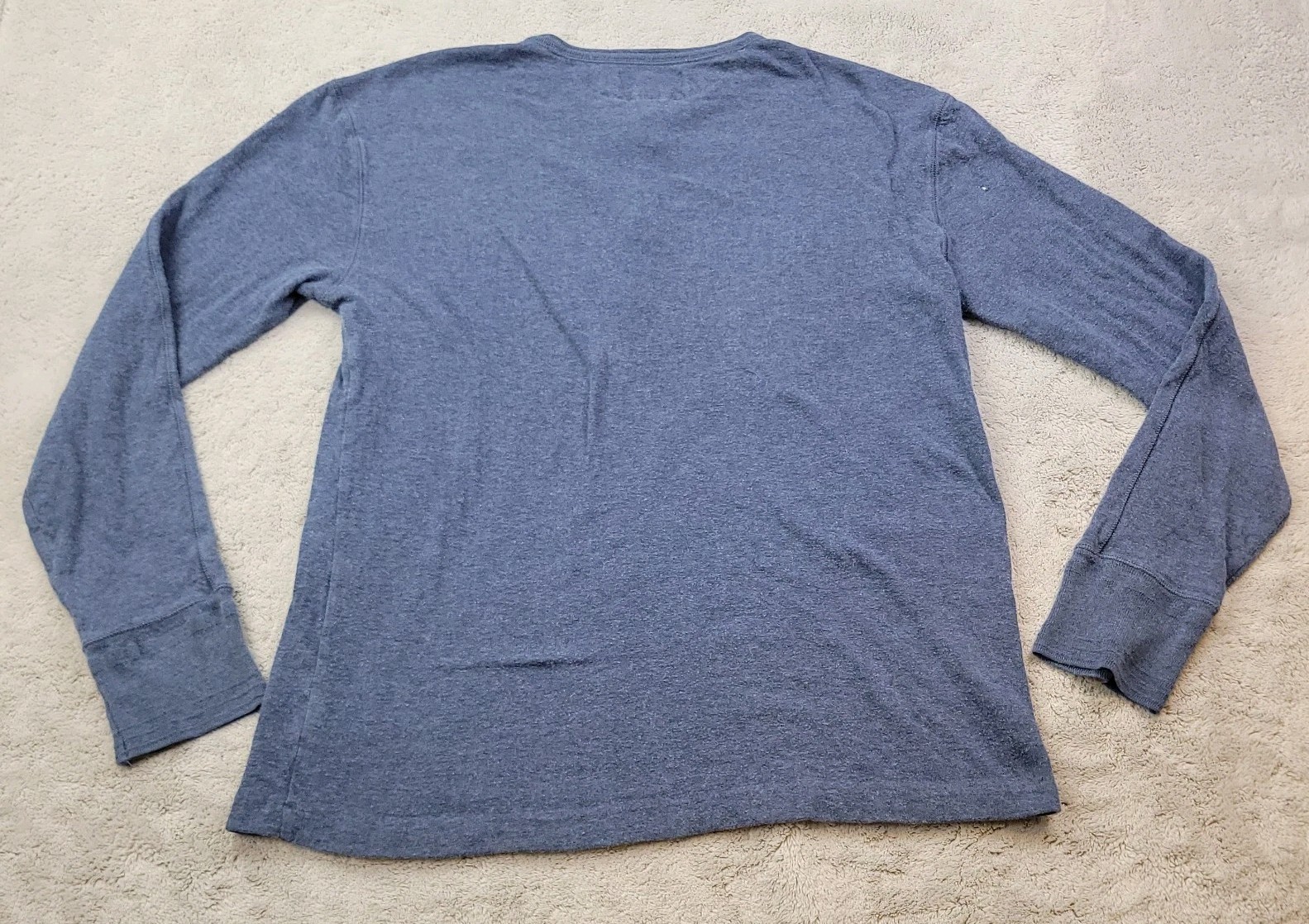 Polo Ralph Lauren Henley Shirt Mens Medium Blue Long Sleeve Lined Button Tee