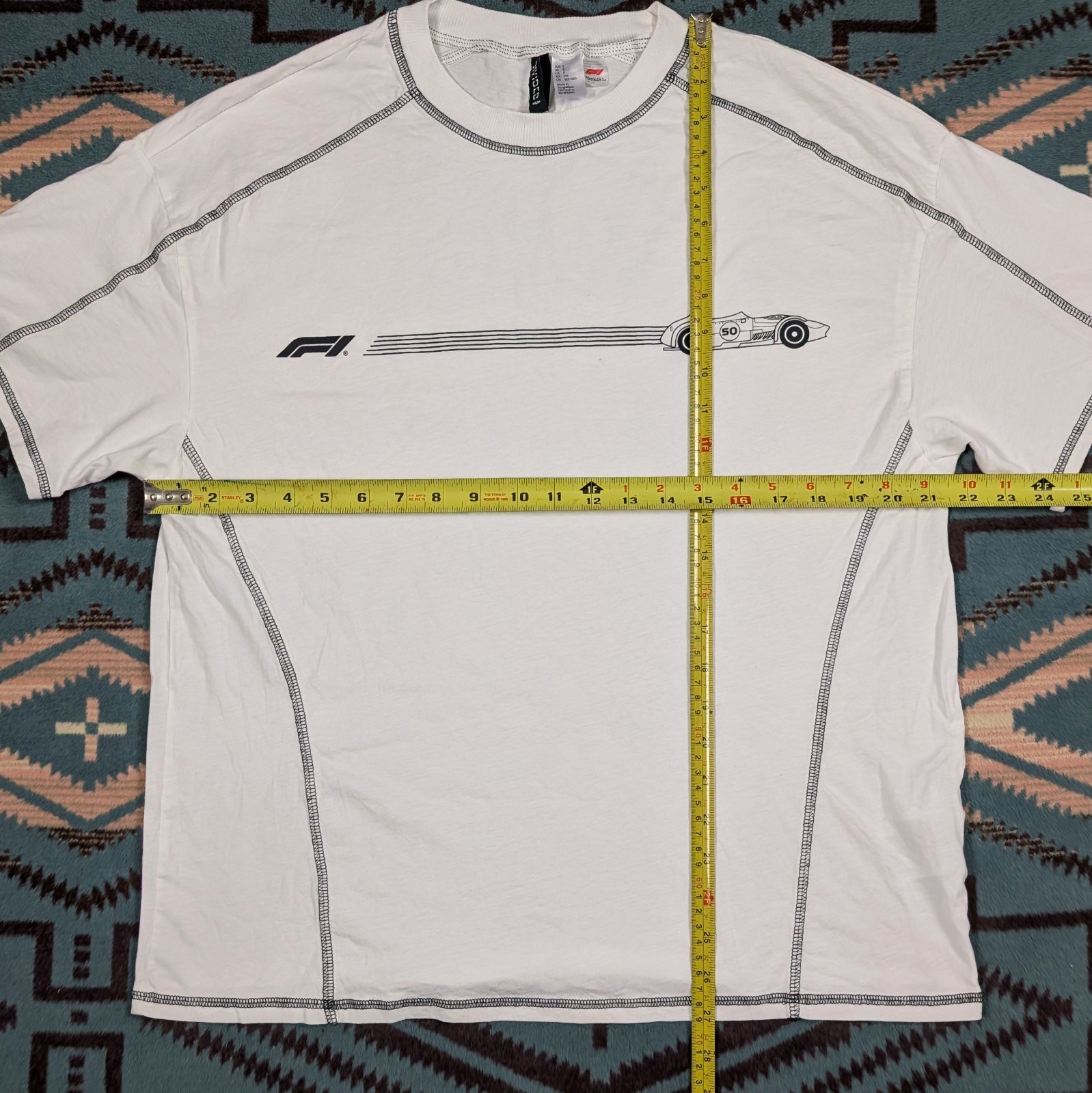 Formula 1 Flat Seam Retro H&M T Shirt Official F1 Mens Small White Cotton