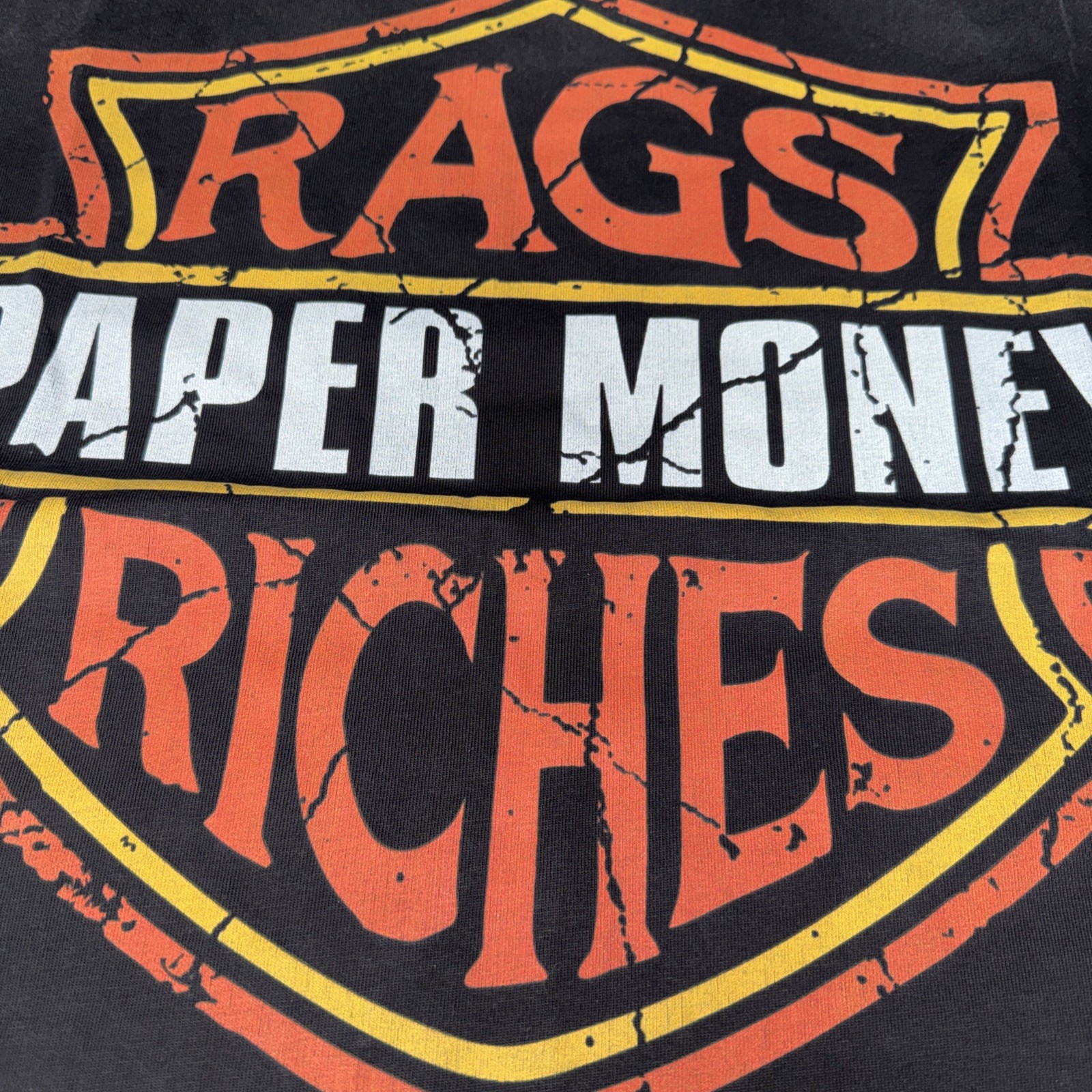Paper Money Crop Shirt Rhinestones Rags Riches Bling Medium Over Size Harley Raw