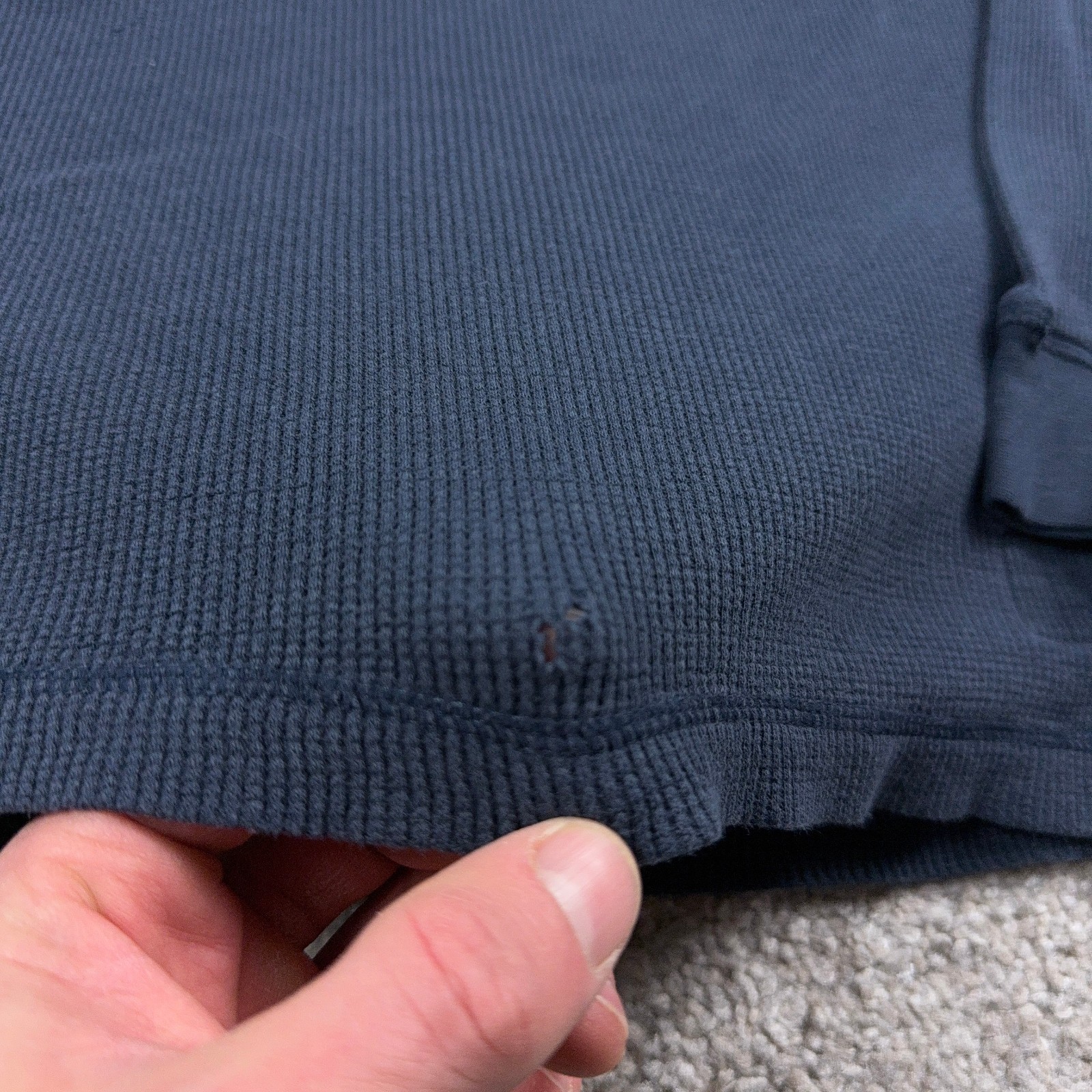 Vuori Shirt Mens Large Blue Waffle Knit Thermal Lightweight Stretch Hiking
