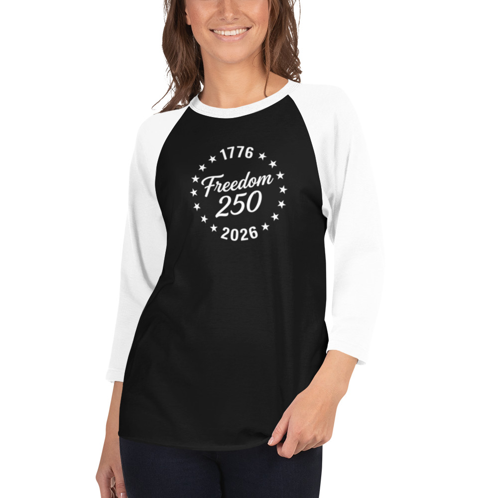 1776 Freedom Stars 3/4 sleeve raglan shirt