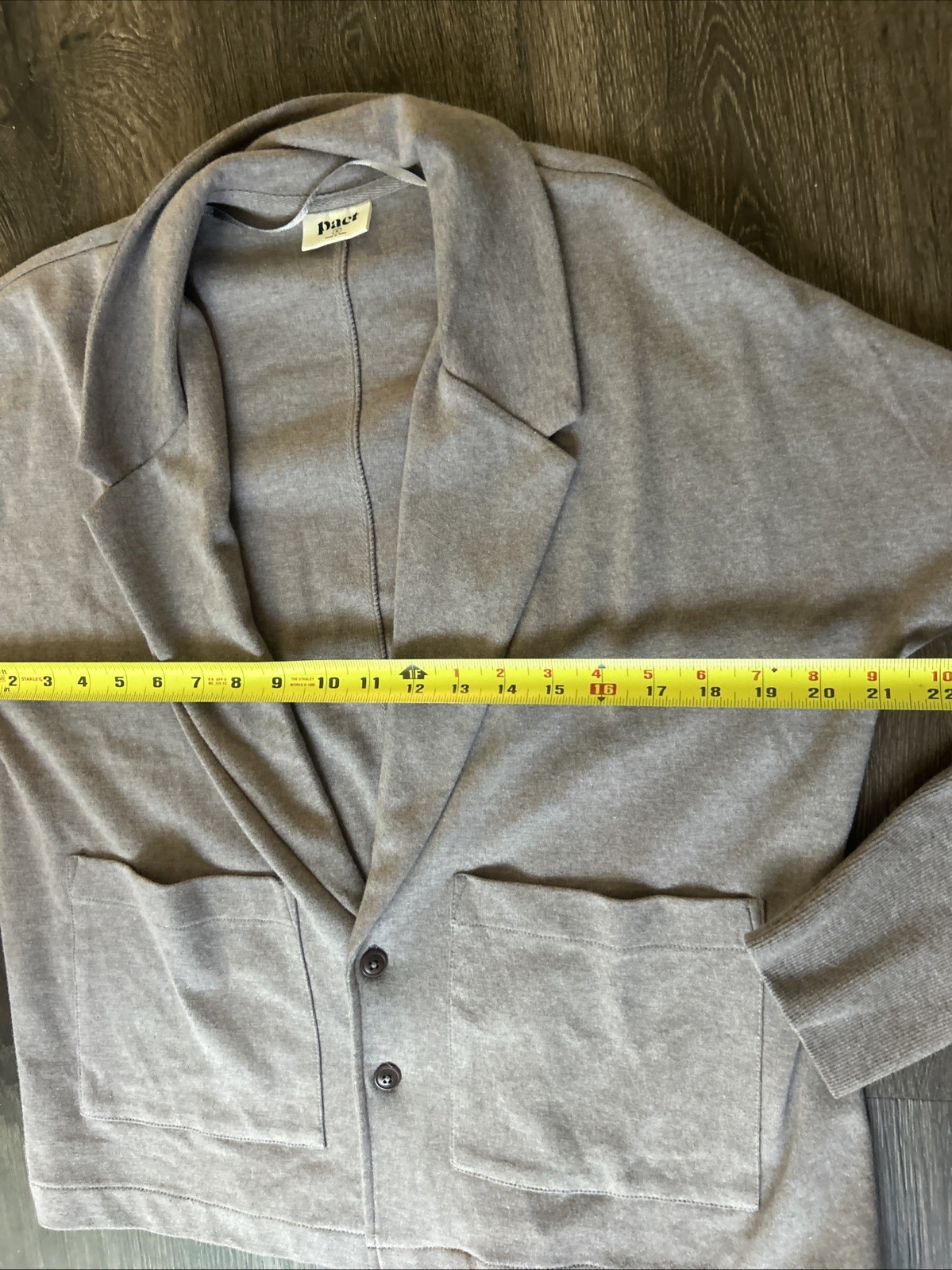Pact Women&rsquo;s Airplane Relaxed Blazer Medium Deep Taupe Heather Top MINT