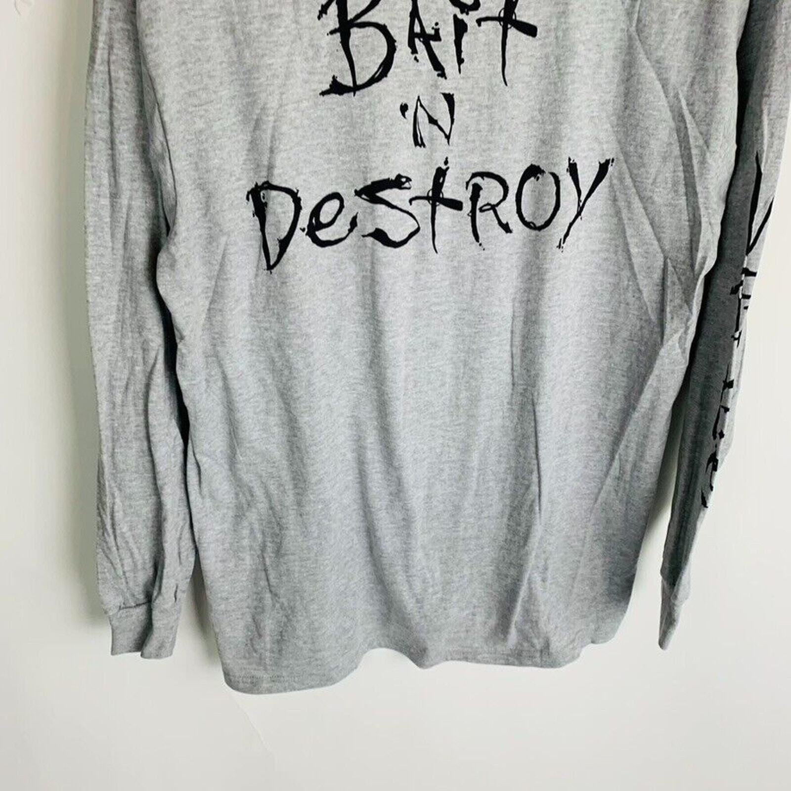 New Salt Life Mens Large T-Shirt Bait & Destroy Graphic Long Sleeve Gray NWT