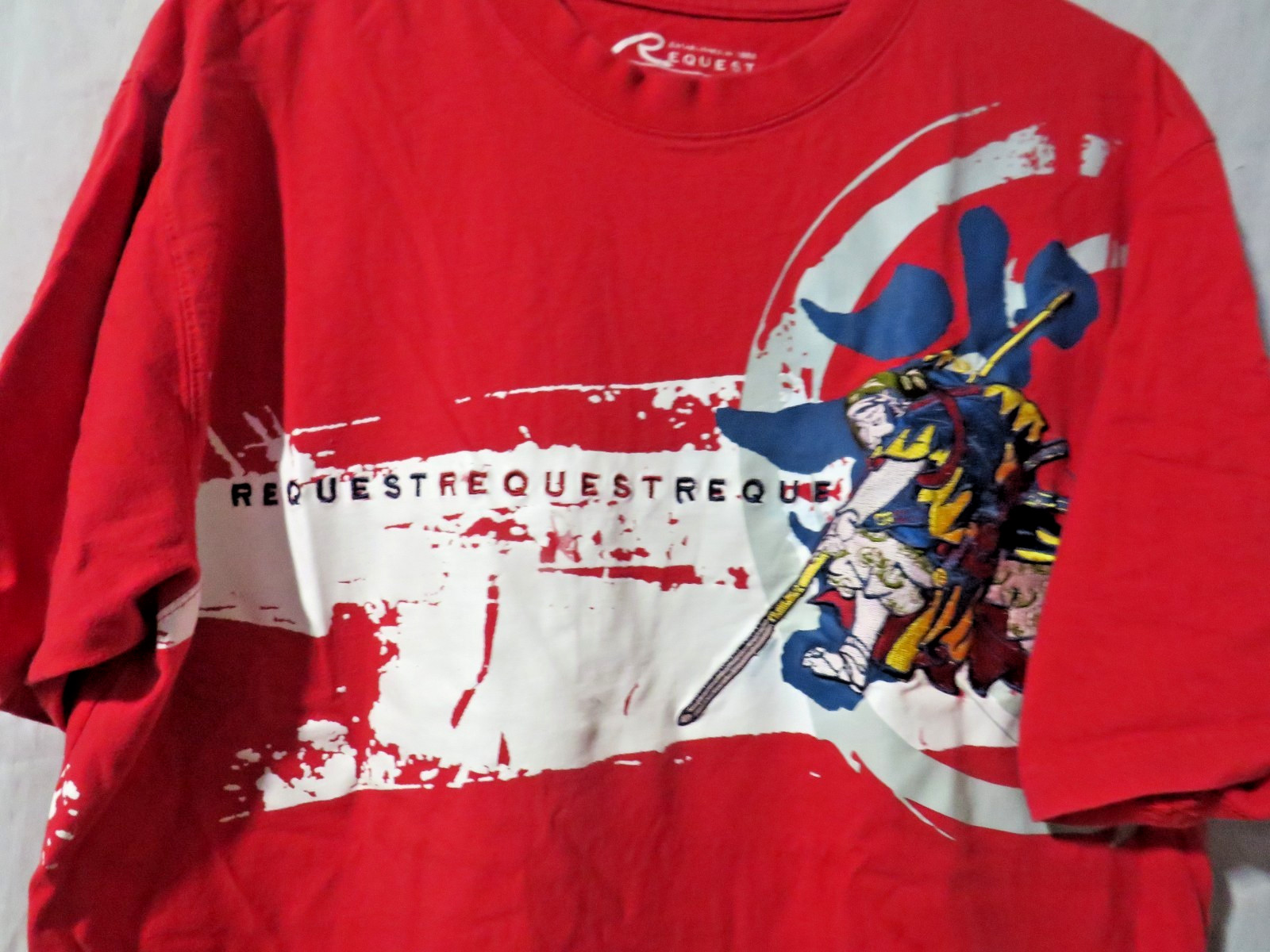 Request Jeans Embroidered Samurai Established in 1988 Red T Shirt Size XL