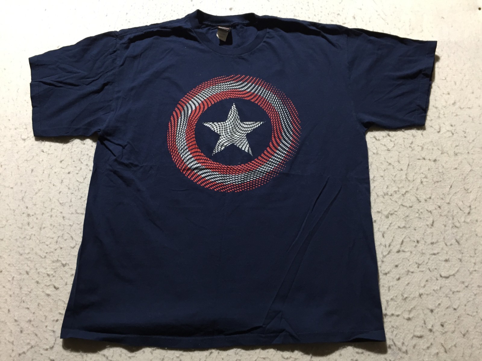 Mad Engine Marvel Shirt Men XL Navy Blue Red Logo Short Sleeve Captain America