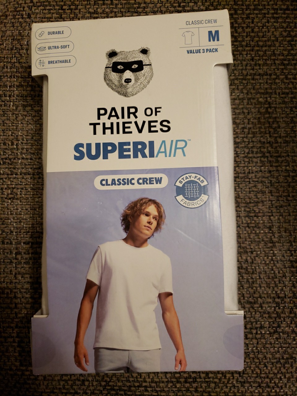 Men’s Pair Of Thieves 3pk Super Air Classic Crew Neck T-Shirts White Medium M