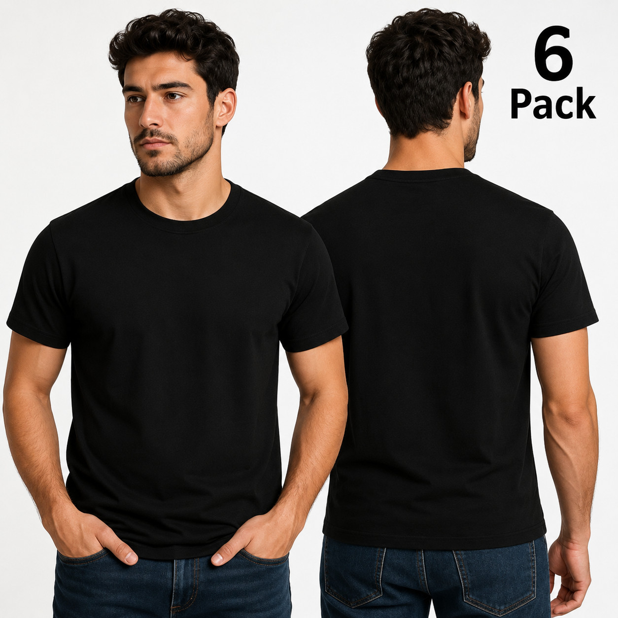 Men&rsquo;s 220 GSM Black Cotton T-Shirt Crew Neck Short Sleeve Regular Fit S,M,L,XL