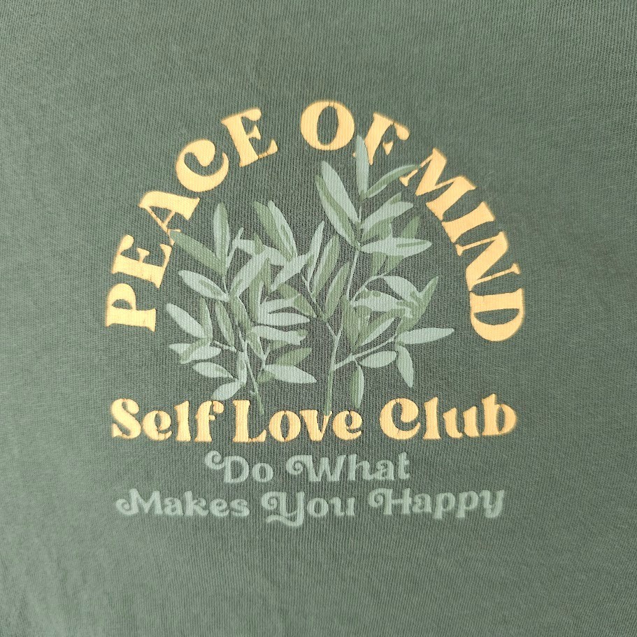 Peace Of Mind T Shirt Mens Size Medium Green Self Love Club Free Planet