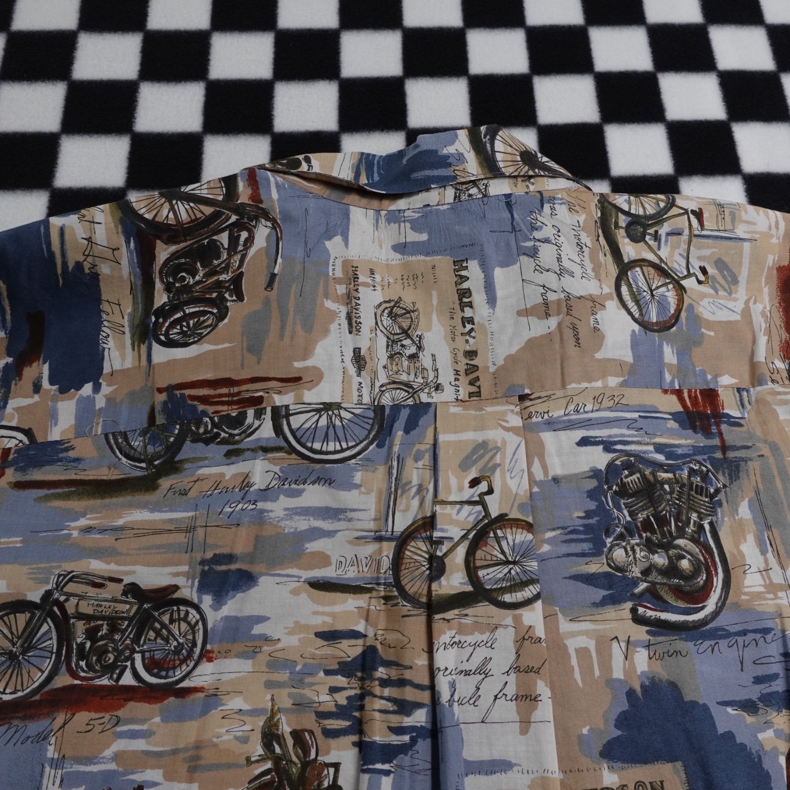 Vintage Harley Davison biker Hawaiian style all over print button up Shirt 3XL