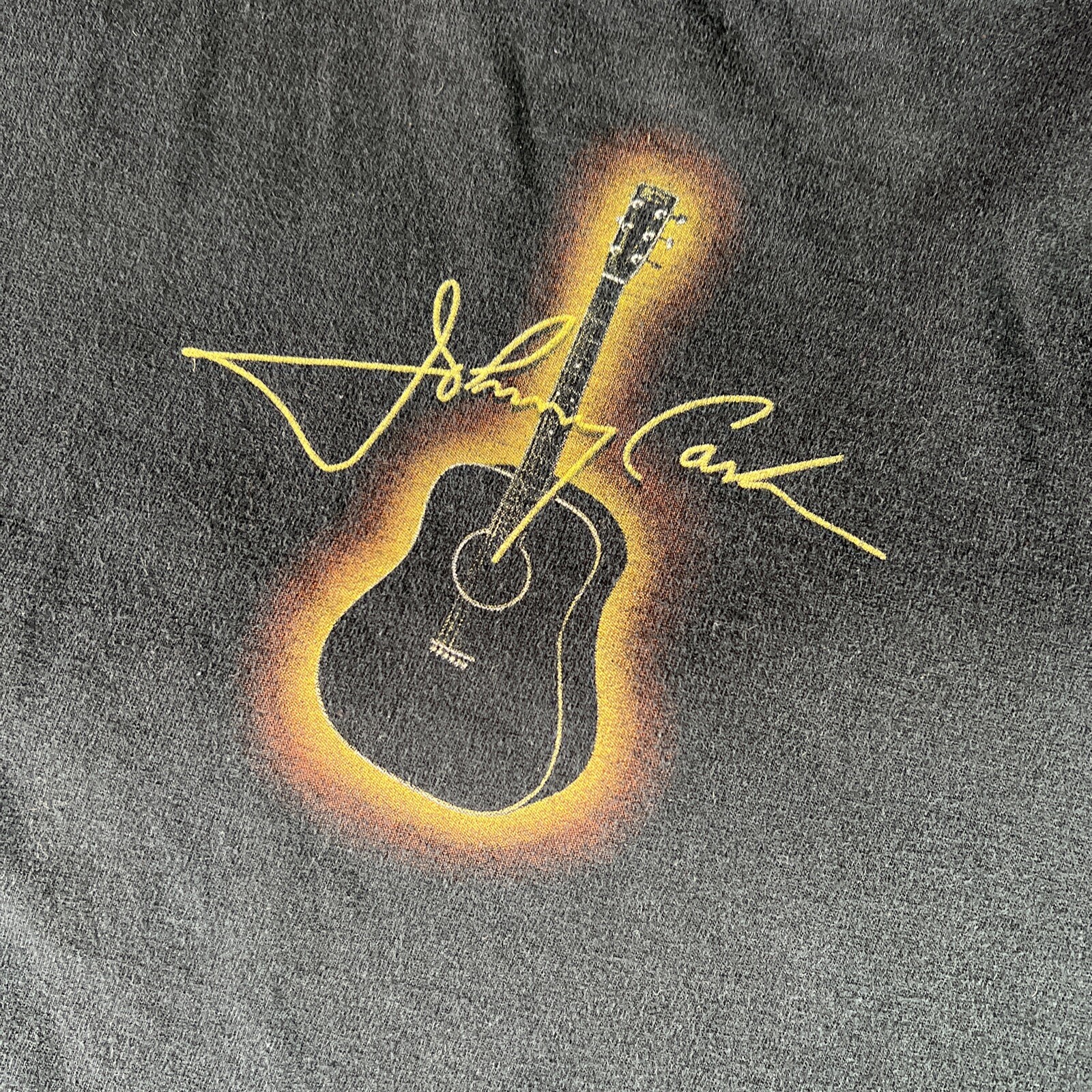 Johnny Cash Vintage Shirt Man In Black Double Sided Band Tee sz Large Signature