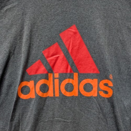 Adidas Go-To Tee Gray T-Shirt Men&rsquo;s L Red Orange Logo Cotton Blend 50/50