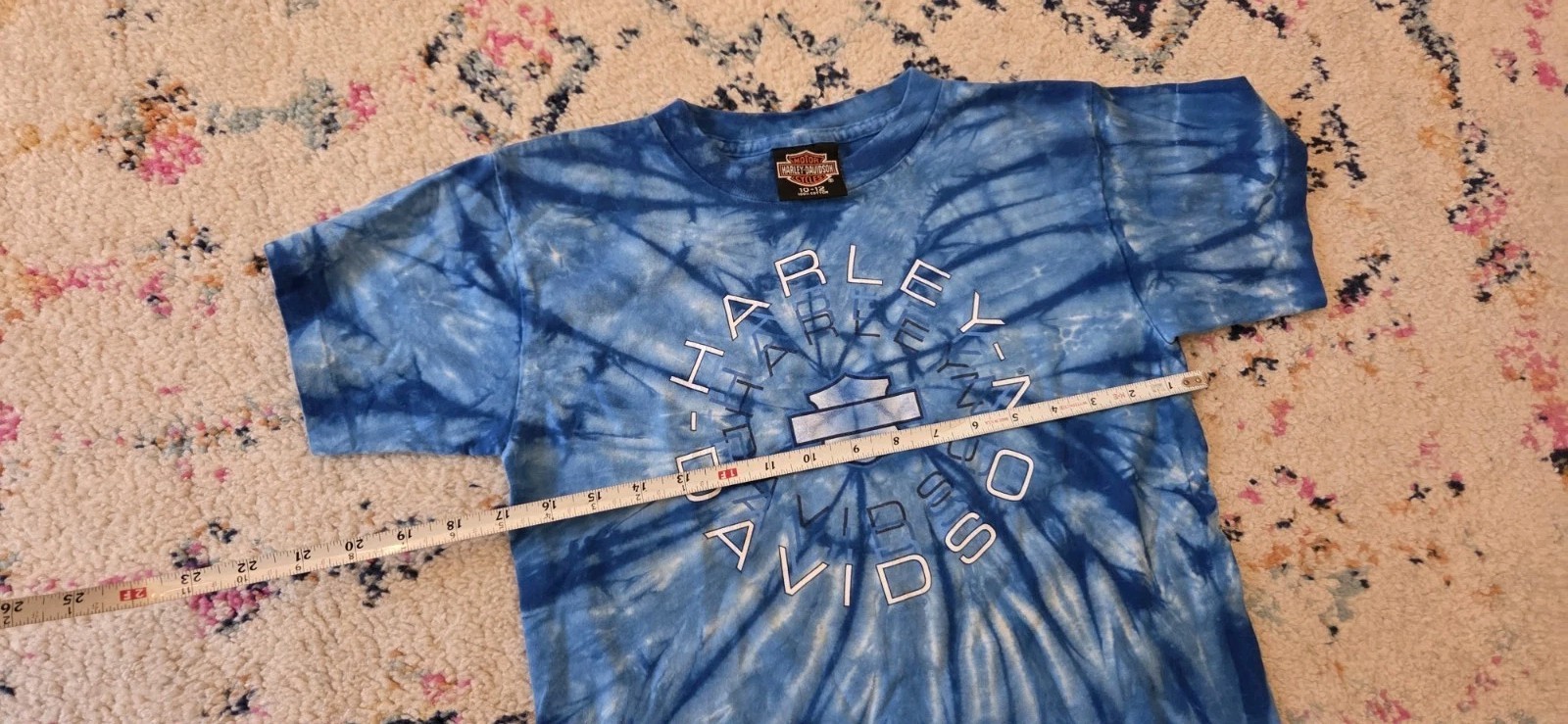 VTG 1998 Harley Davidson Shirt Size Blue Tie Dye Kids 10-12 Ocean City Maryland