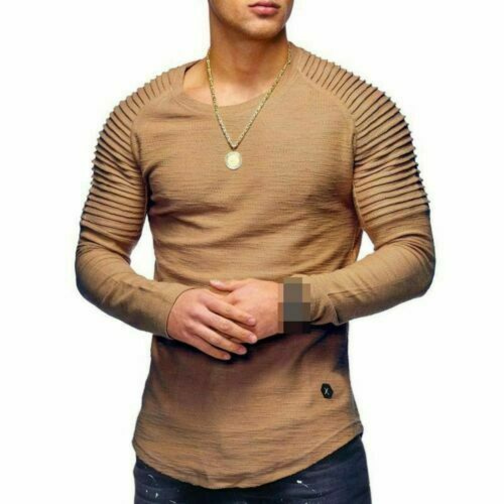 Blouse Tops Muscle Long Casual Slim Fit Tee Sleeve O Neck Men&rsquo;s T-shirt S-3XL
