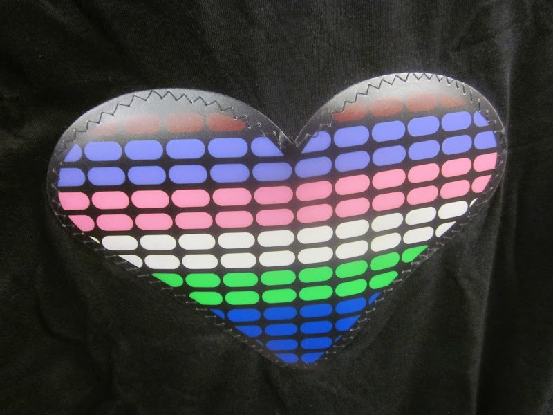 Heart LED Panel Light Up T Shirt Sound Activated Disco Fun DJ Party Rave Size S