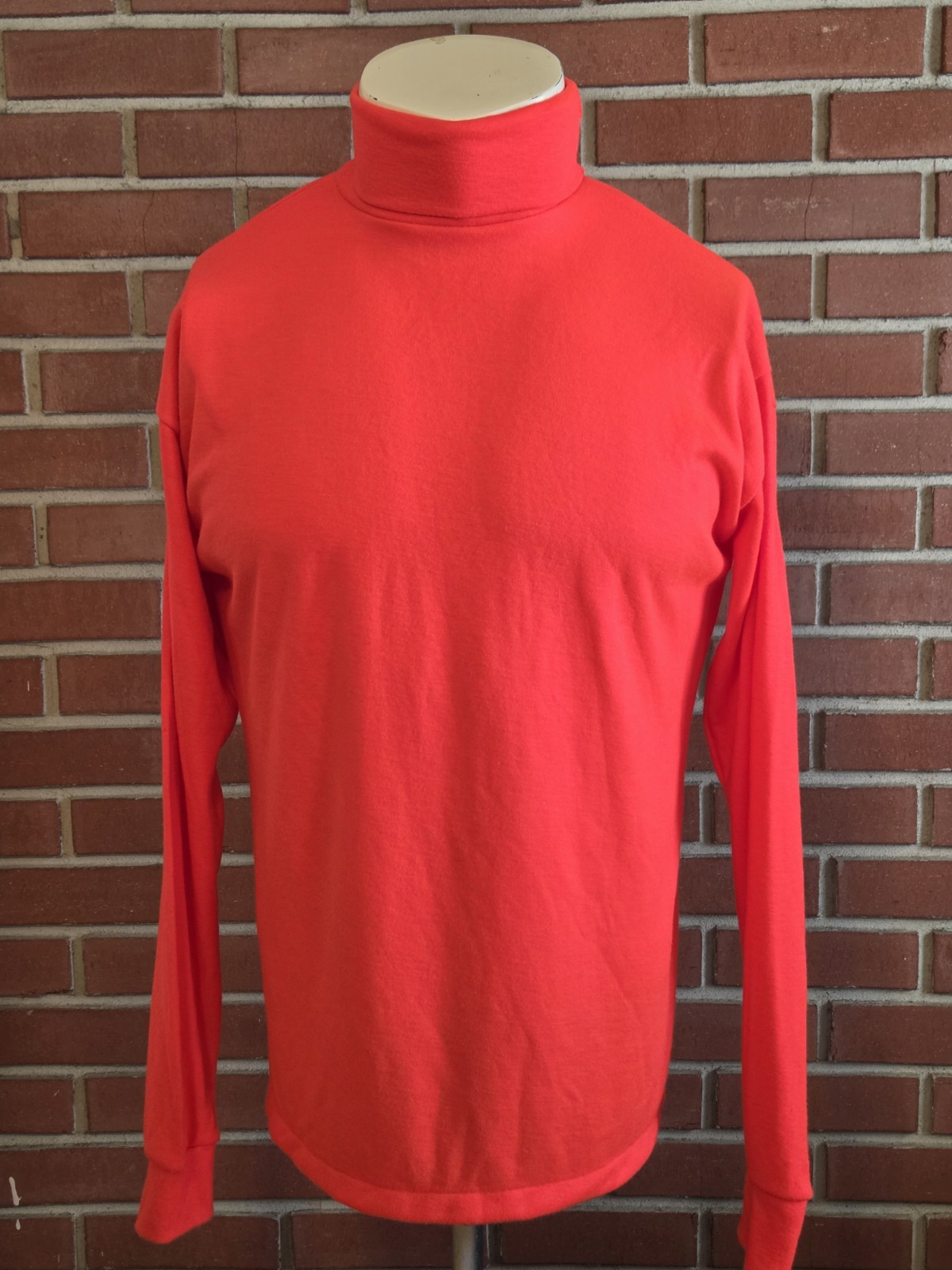 Meister Mens XL Long Sleeve Turtleneck Vintage 1980s Hot Pink Neon Acrylic Shirt
