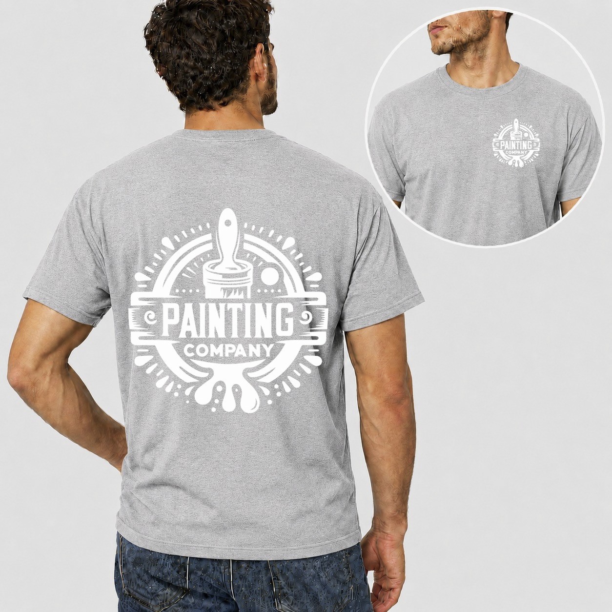 Mens Personalised Work T Shirt Custom Company Logo Painter Plumber Mechanic Gift